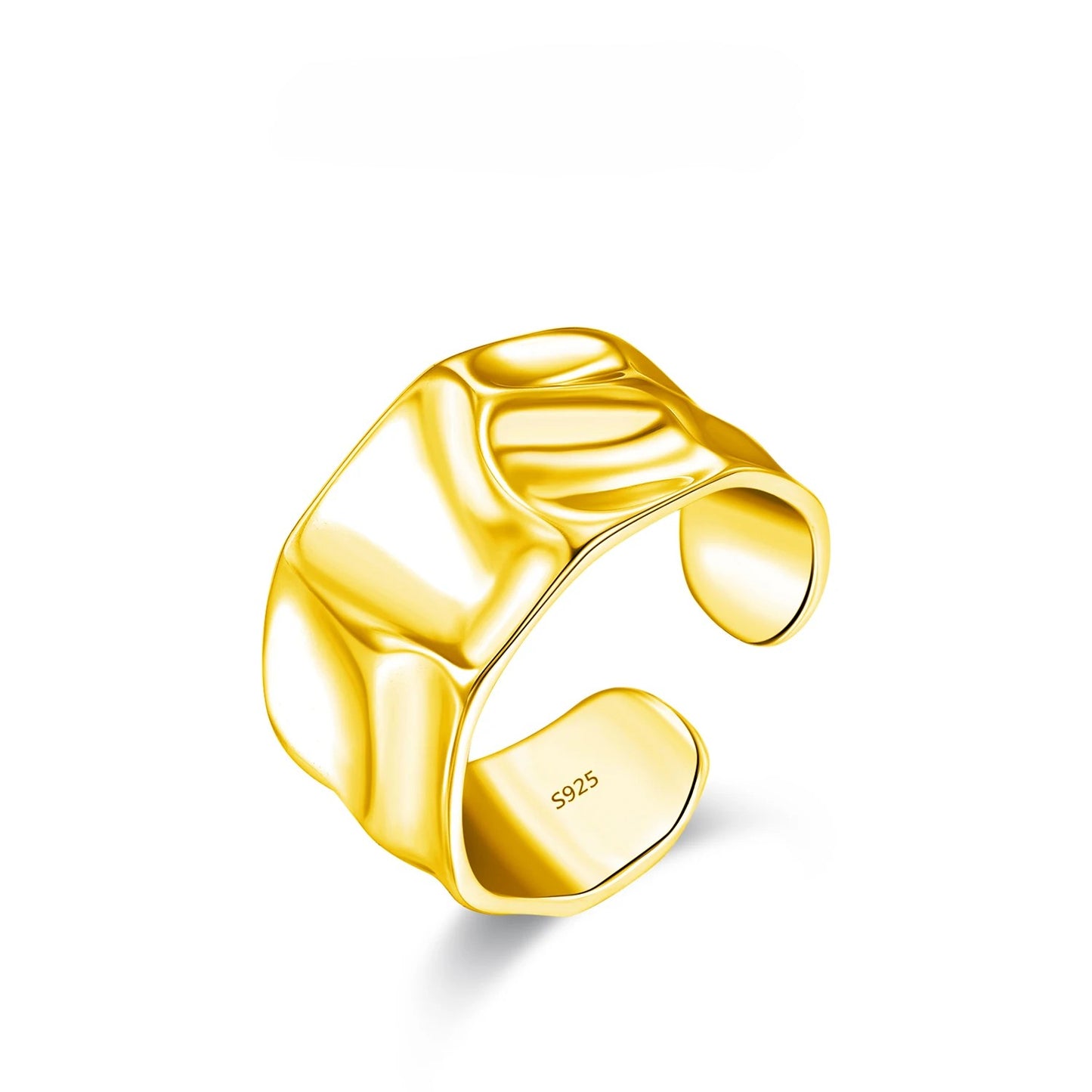 925 sterling silver adjustable ring with sculpted folded design