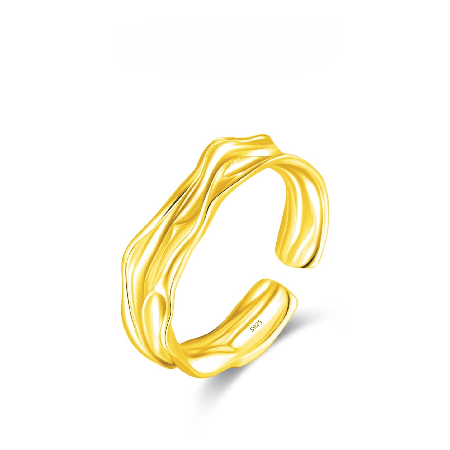 925 sterling silver adjustable ring with wavy sculpted design