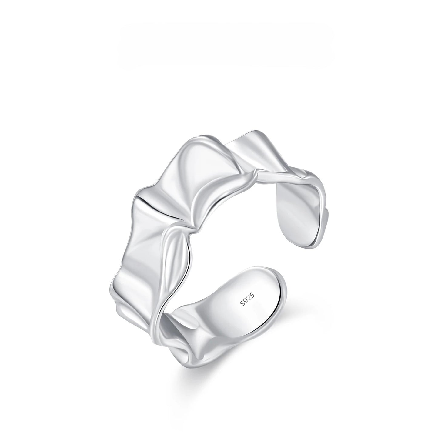 925 sterling silver adjustable ring with sculpted folded design