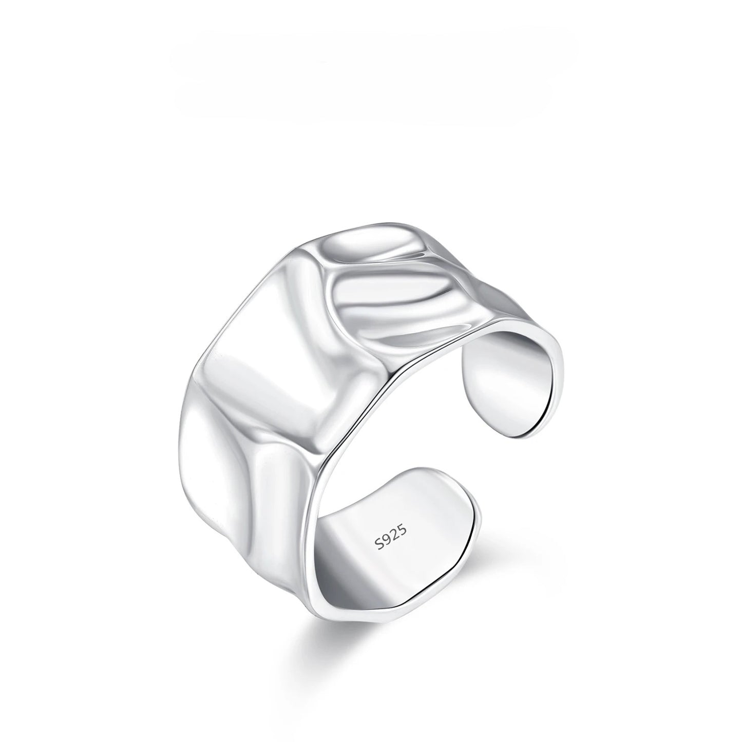 925 sterling silver adjustable ring with sculpted folded design