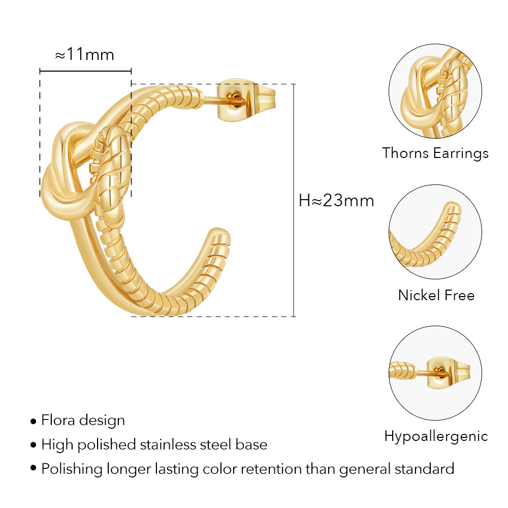 Seraphine C Shape Thorns Stud Earrings