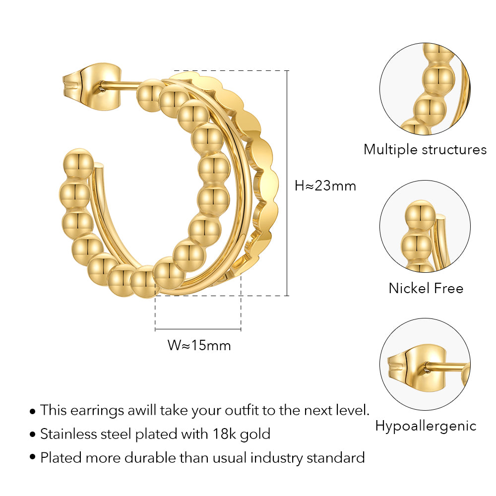Lanthe Multilayer Stainless Steel Stud Earring