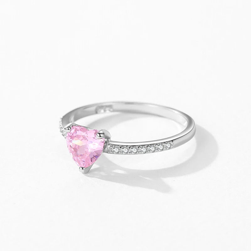Heart-Shaped Pink Zircon Ring