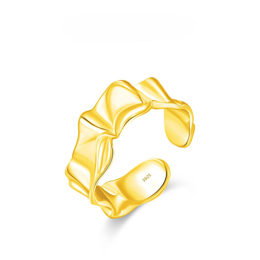 925 sterling silver adjustable ring with sculpted folded design
