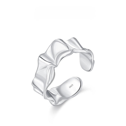 925 sterling silver adjustable ring with sculpted folded design