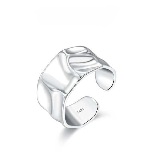 925 sterling silver adjustable ring with sculpted folded design