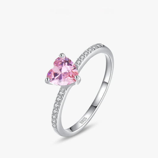Heart-Shaped Pink Zircon Ring
