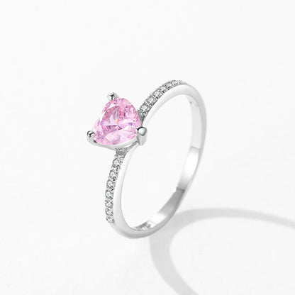Heart-Shaped Pink Zircon Ring
