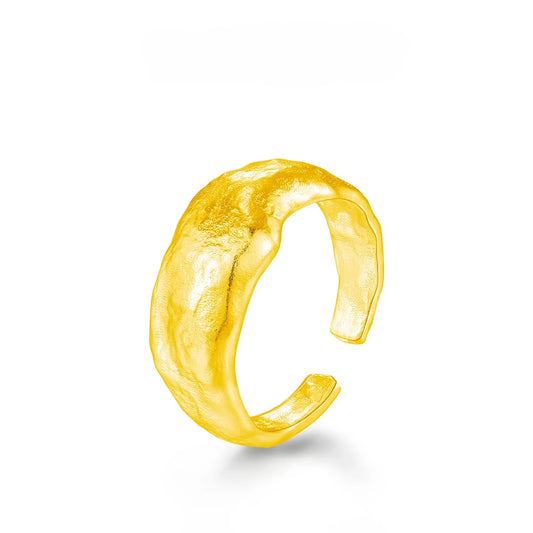 925 Sterling Silver Gold ring with a textured design