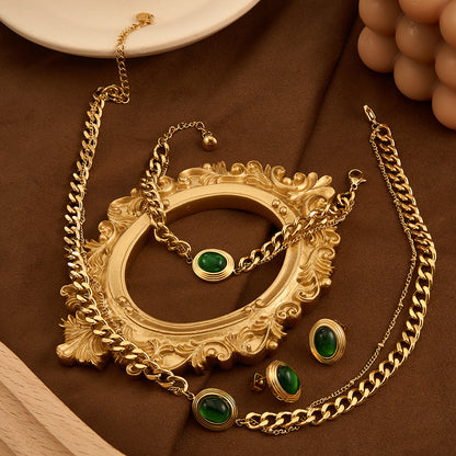 Nerida Vintage Oval Ziron Chain Necklace