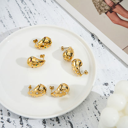 Azura Rain Drop Pearl Zircon Stud Earrings