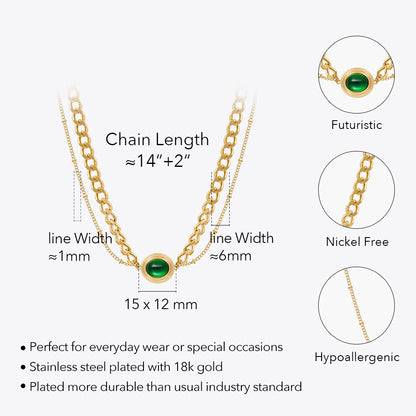 Nerida Vintage Oval Ziron Chain Necklace