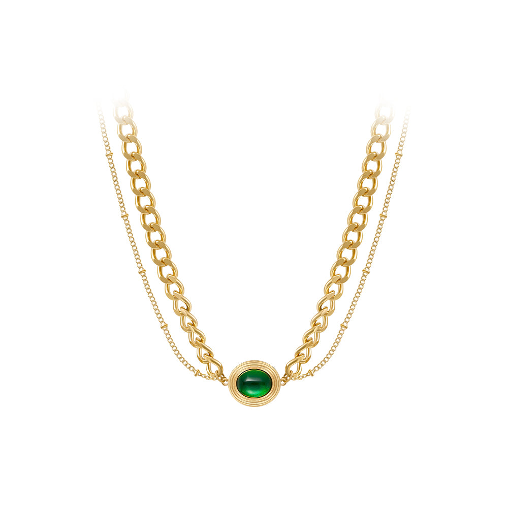 Nerida Vintage Oval Ziron Chain Necklace