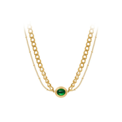 Nerida Vintage Oval Ziron Chain Necklace
