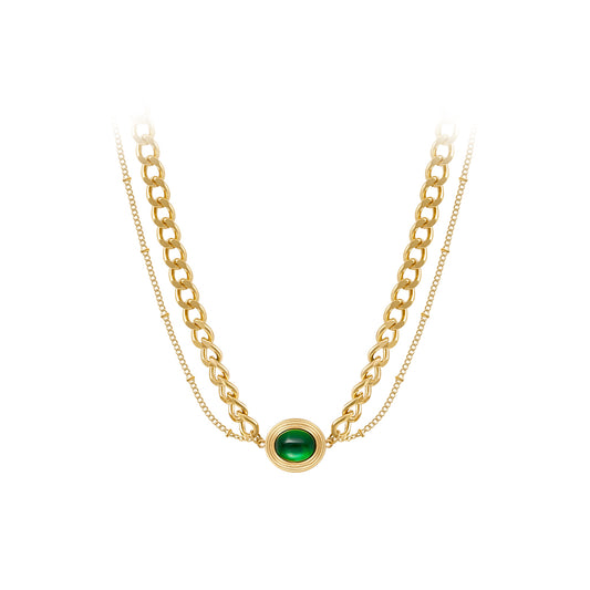 Nerida Vintage Oval Ziron Chain Necklace