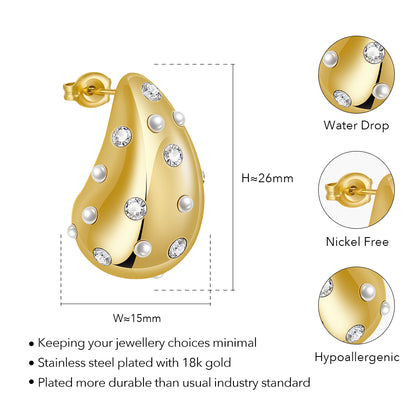 Azura Rain Drop Pearl Zircon Stud Earrings